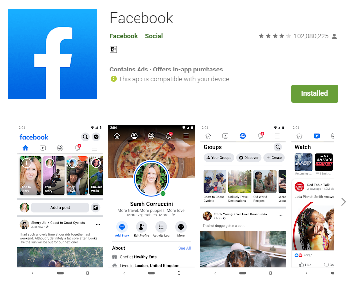 google download facebook app