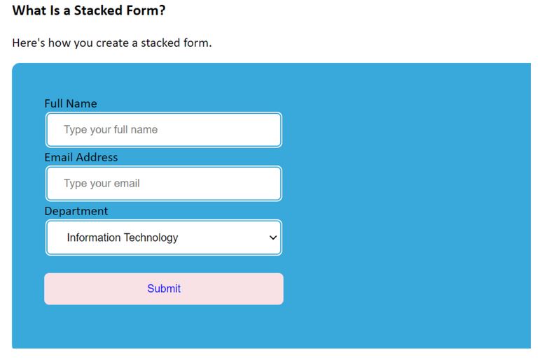 How to Create a Stacked Form in CSS