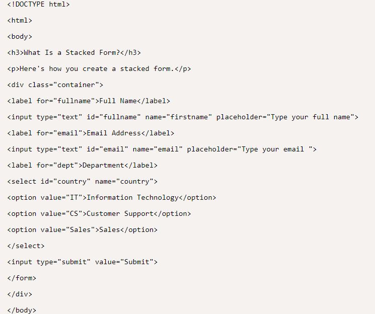 How to Create a Stacked Form in CSS